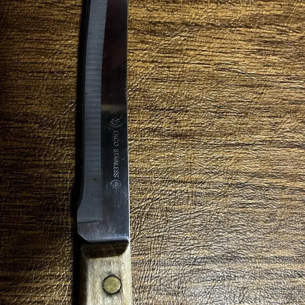 Vtge EKCO‎ Steak Knife Stainless Steel Wooden Handle 8.25
